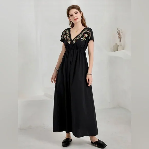 althea maxi dress Althea Short Sleeve Lace Maxi Dress